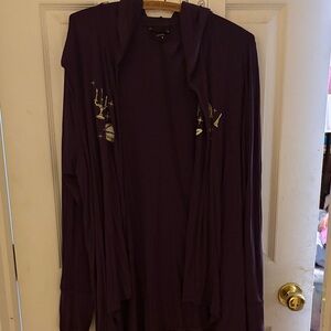 Disneys Haunted Mansion Purple Hooded Cardigan with Gold Embroidery sz 2